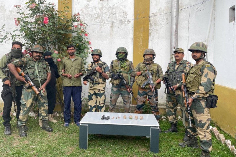 Border Security Force personnel seized illegal weapons bullets and gunpowder on a large scale