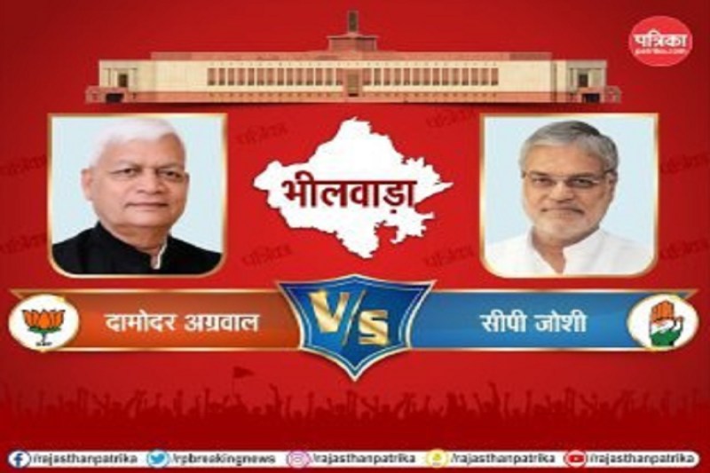 Bhilwara Lok Sabha seat Result 2024 BJP hat-trick confirmed BJP Damodar Agrawal Win Congress CP Joshi Losers