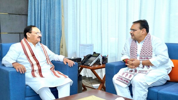 CM Bhajan Lal met J.P. Nadda