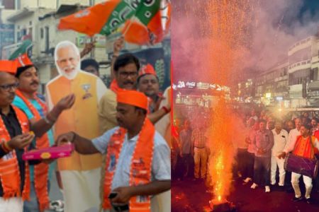 Modi Oath Ceremony 3.O Narendra Modi takes oath as PM for third time celebration among BJP workers