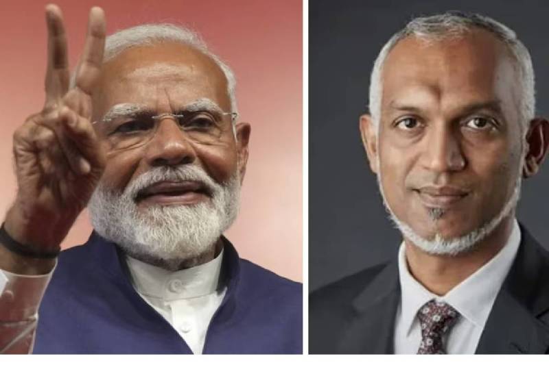 Indian PM Narendra modi and Maldives President Muizzu