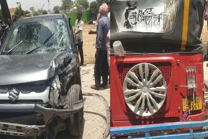 Road Accident Roadways bus collides with car and auto 5 people death and 8 injured