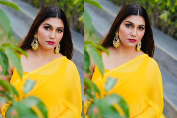 Sapna Choudhary pics in yellow saree