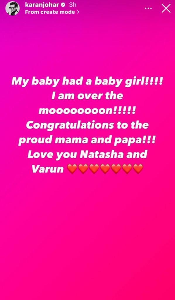 Varun Dhawan welcome baby Girl