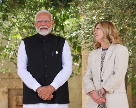 Indian PM Narendra Modi with Italian PM Giorgia Meloni