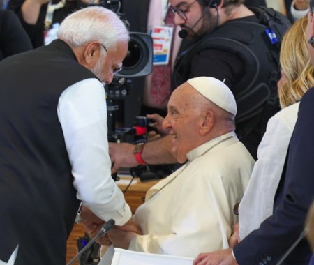 Indian PM Narendra Modi with Pope Francis