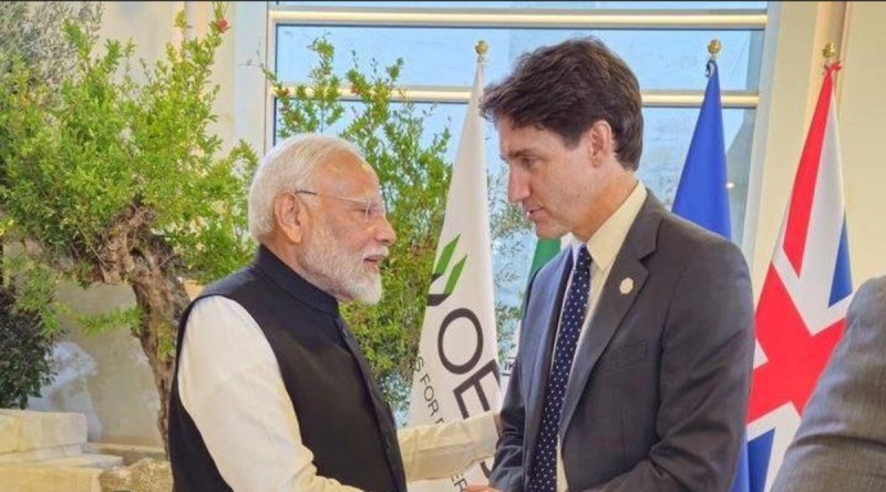Indian PM Narendra Modi with Canadian PM Justin Trudeau