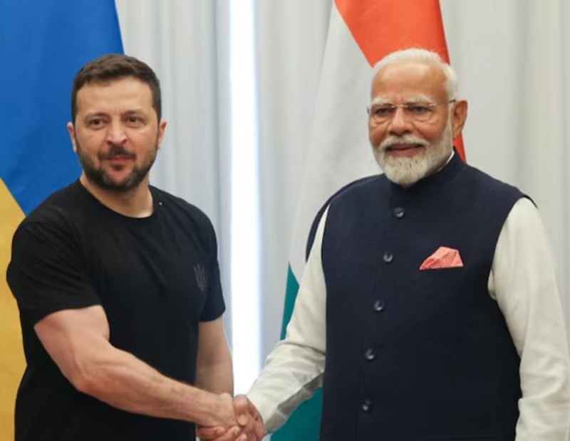 Indian PM Narendra Modi with Ukrainian President Volodymyr Zelenskyy