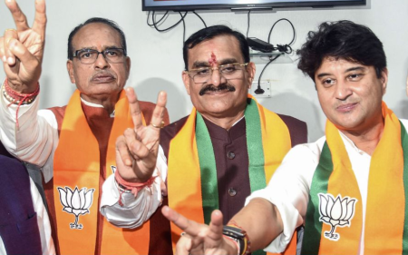 madhya pradesh bjp candidate shivraj singh chauhan jyotiraditya scindia vd sharma