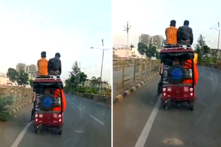 E Rickshaw driver Stunt