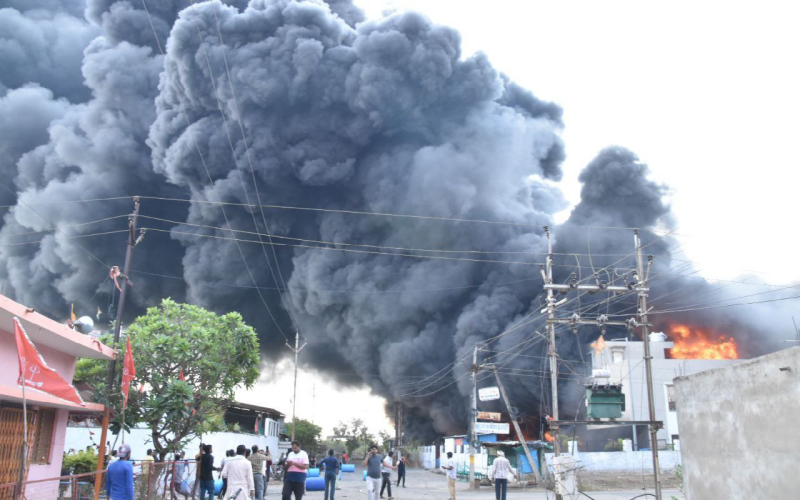fire in chemical factory in vidisha