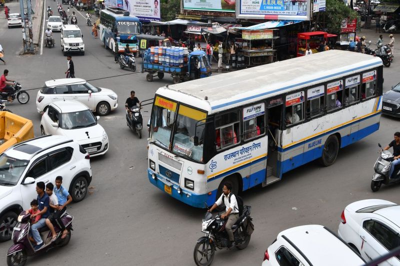 भीलवाड़ा लैंडमार्क व रोडवेज बस स्टैंड पर जाम के हालात