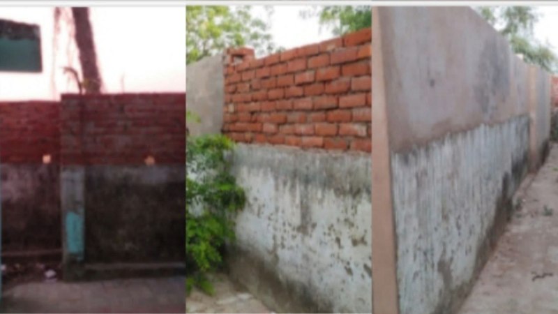 पुरानी बाउंड्री के ऊपर बन गई नई दीवार