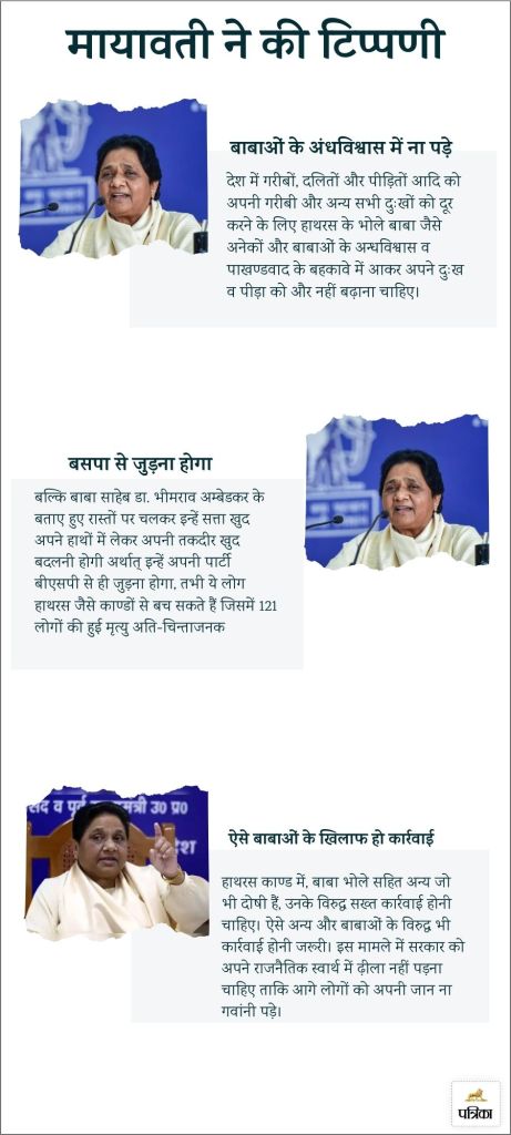 Hathras stampede Mayawati says poor should not be misled by superstition of babas like Bhole Baba