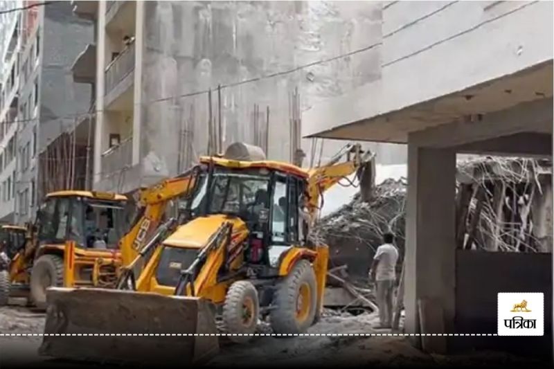 Noida Authority action Bulldozer runs on illegal building in Noida