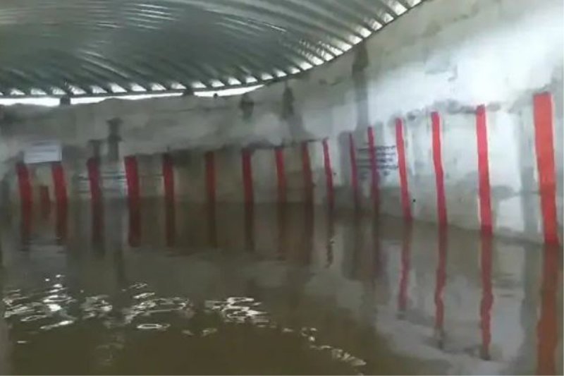 Railway underbridge filled with water