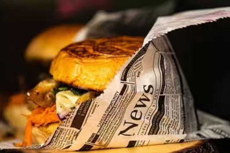 food items in ink printed paper