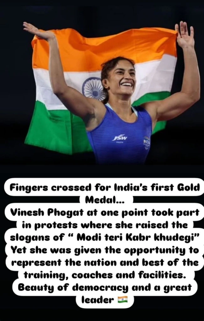 Kananga ranaut on Vinesh Phogat instagram story 