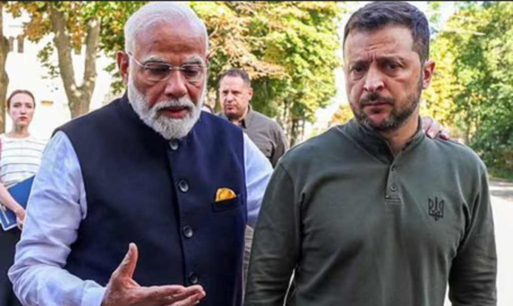 Indian PM Narendra Modi and Ukrainian President Volodymyr Zelenskyy