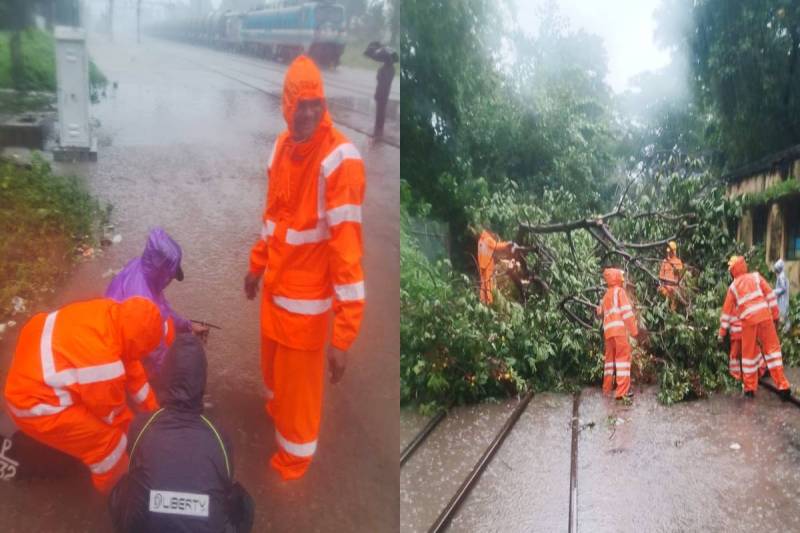 Railway Track Submerged in Water