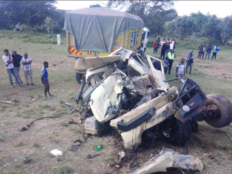 SUV and truck collision