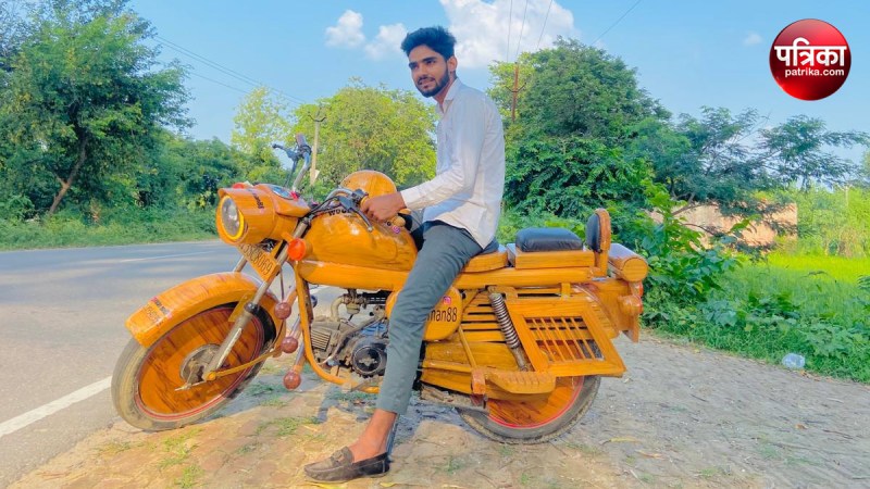A young man made a wooden bike in Bijnor
