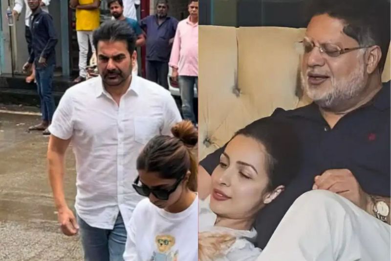 Arbaaz Khan And Sshura Khan Seen at the funeral of late Anil Mehta father of Malaika Arora