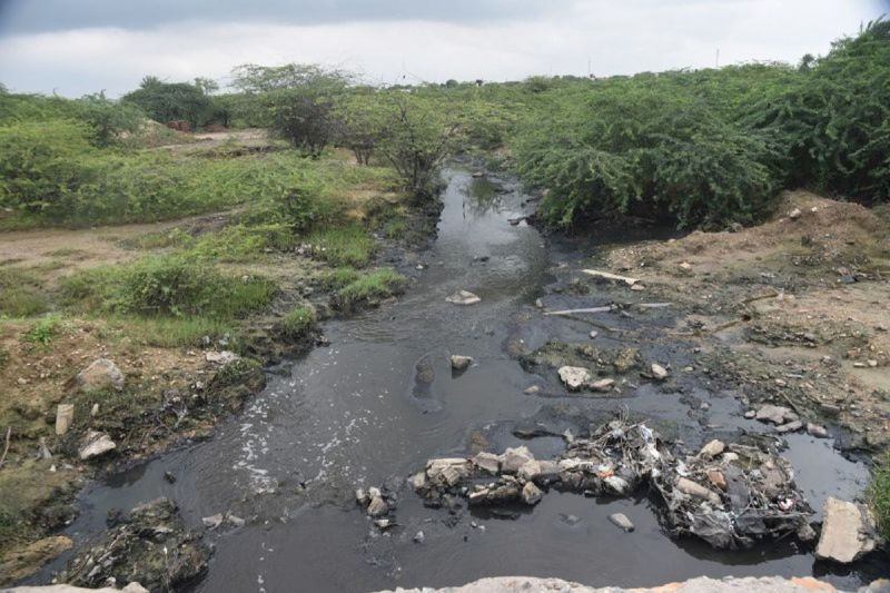 polluted water mixed with rainwater