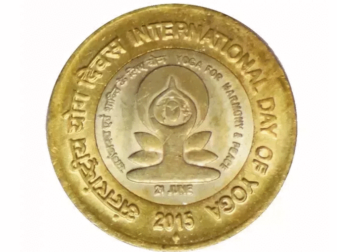 Yoga day design coin