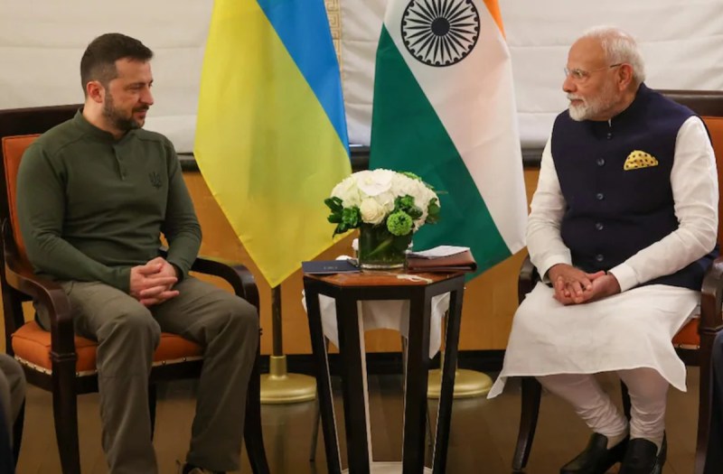 Indian PM Narendra Modi with Ukrainian President Volodymyr Zelenskyy
