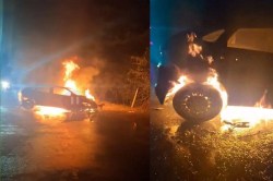 Lucknow Car Fire: लखनऊ में चलती कार बनी आग का गोला, घायल भाई पहुंचे अस्पताल - image