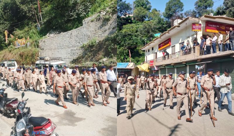 Following tension in Tharali, a large number of police forces have been deployed