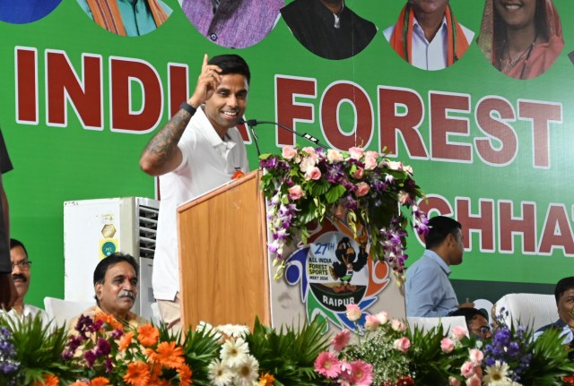 27th All India Forest Sports Meet 2024 organized in Chhattisgarh, cricketer Surya Kumar Yadav attended the inaugural session