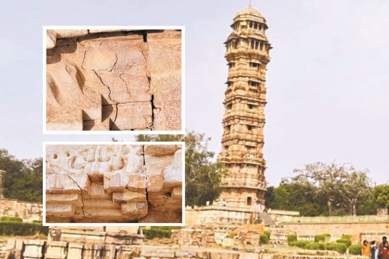 Rajasthan Chittorgarh Historic Vijay Stambh Big News Many Places Appear Cracks Tourists Disappointed