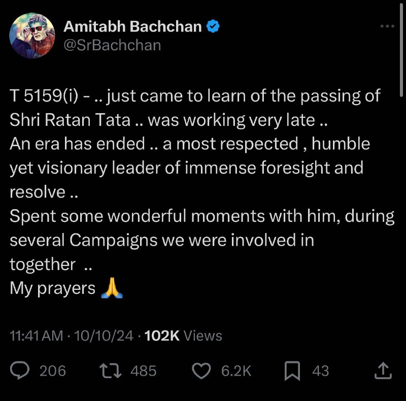 Amitabh Bachchan Tweet Ratan Tata