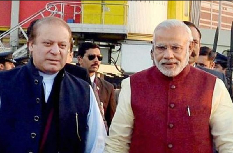 Indian Prime Minister Narendra Modi and Pakistani Former PM Nawaz Sharif