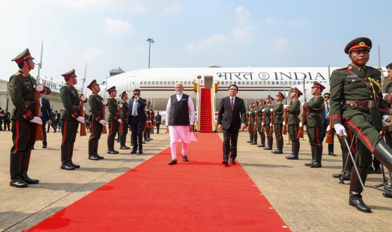 PM Narendra Modi arrives in Laos