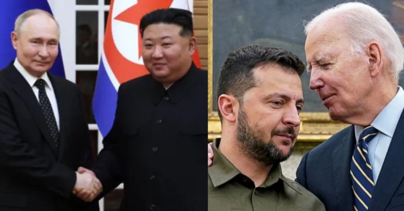 Vladimir Putin, Kim Jong Un, Volodymyr Zelenskyy and Joe Biden