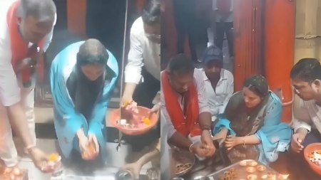 वनखंडेश्वर मंदिर में पूजा अर्चना करती सपा प्रत्याशी नसीम सोलंकी