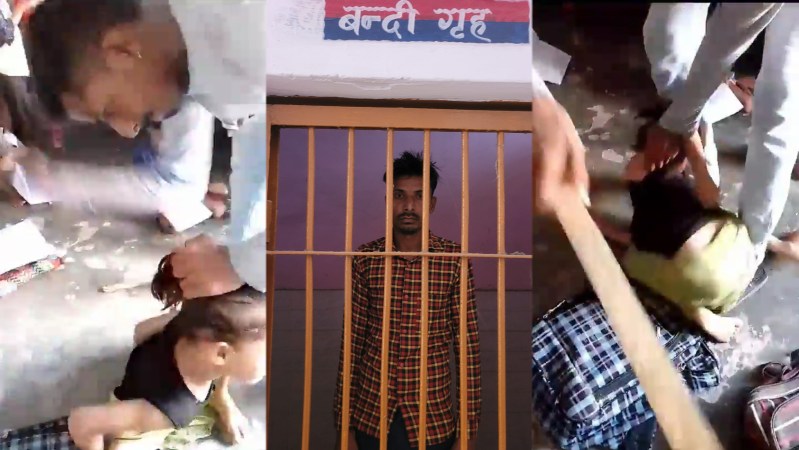 छात्रा की निर्दयता से पिटाई करता शिक्षक