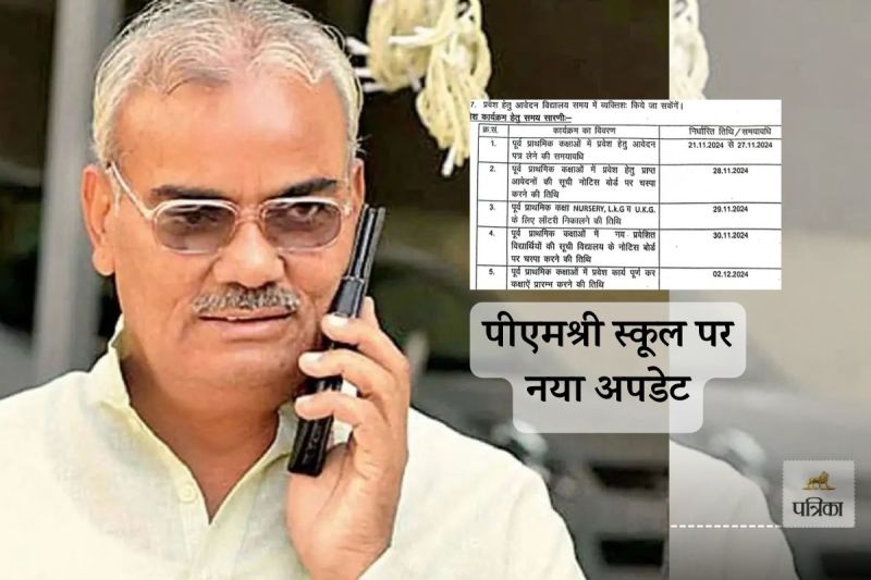 Rajasthan PM Shri Schools Pre Primary Classes will be run Admission Start from 21 November Order Issued