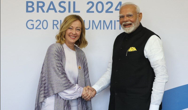 Indian Prime Minister Narendra Modi with Italian PM Giorgia Meloni