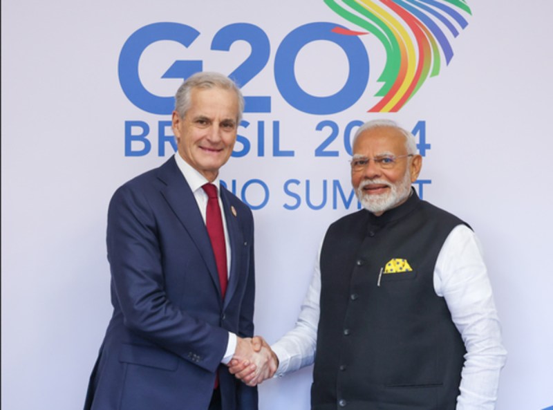 Indian PM Narendra Modi with Norwegian PM Jonas Gahr Støre