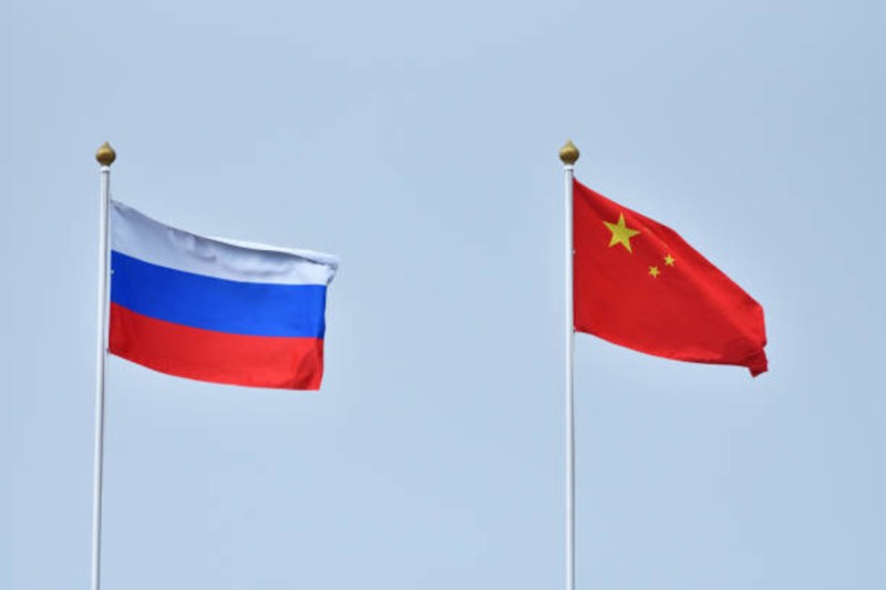 Russia and China flags
