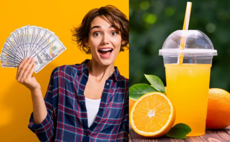 woman buys orange juice and wins lottery