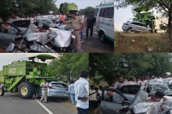 Big Accident: कार और गन्ना कटाई मशीन के बीच भीषण भिडंत, 5 लोगों की मौत - image