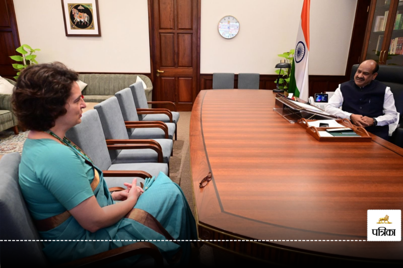 Congress MP Priyanka Gandhi Vadra met Lok Sabha Speaker Om Birla in his office today