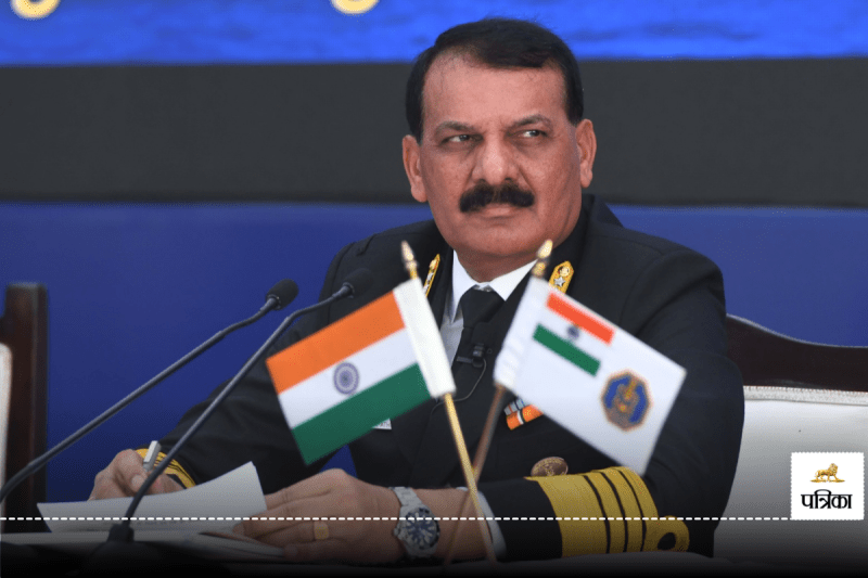 Navy Chief Admiral Dinesh K Tripathi addresses the annual Navy Day press conference in New Delhi Today
