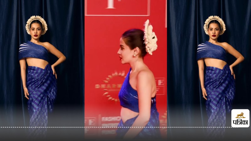 Uorfi Javed Redefines Fashion in a Stunning Blue Saree Gown