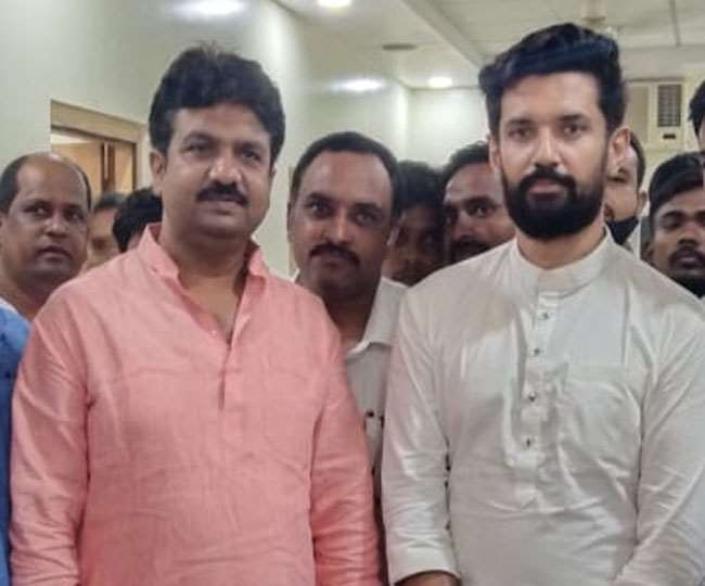 Hullas Pandey with Union Minister Chirag Paswan